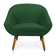 Poltrona Giovana Suede Verde Pés Palito Castanho D´rossi