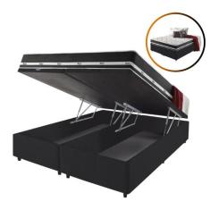 Cama Box Queen Baú Preto + Colchão Molas Ensacadas Los Angeles 158x198