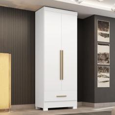 Guarda-roupa 2 Portas 1 Gaveta Smart Plus Espresso Móveis Branco