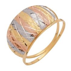 Anel De Ouro 18k Tricolor Feminino Piatto, 29