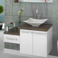 Gabinete para Banheiro Legno 830W Compace Branco/Carvalho Dark