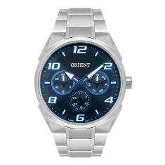 Relógio orient masculino mbssm084 p2sx prata aço azul
