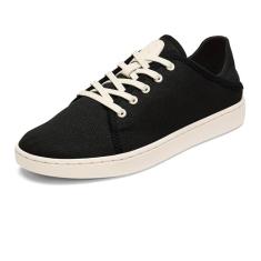 OLUKAI Pehuea Li Tênis feminino com cadarço, sapatos casuais para o dia a dia com salto solto, design de malha leve e respirável, conforto e suporte para o dia todo, Areia preta/branca, 38