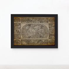 Quadro Vintage Mapa Antigo Navegações Moldura Preta 22x32cm - Quartinh