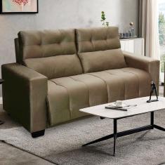 Sofá 3 Lugares Hellen Genebra Revestido em Tecido Veludo Velut Cacau - 206cm de Largura