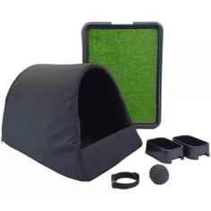 Kit Cachorro Gato Cama Caminha Iglu Sanitário Grama Sintética Médio - 
