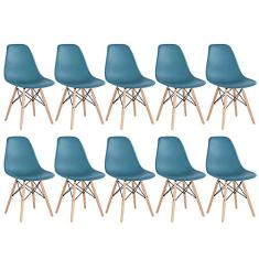 Loft7, Kit - 10 x cadeiras Charles Eames Eiffel Dsw - Base de madeira clara - Turquesa