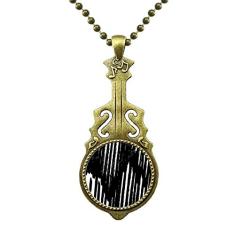 DIYthinker Colar de textura de linha irregular com pincel, joia de guitarra antiga, pingente de música