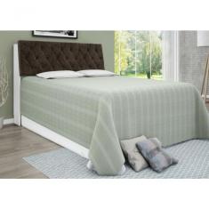 Cabeceira Box Casal Isis Branco Com Capitonê Marrom