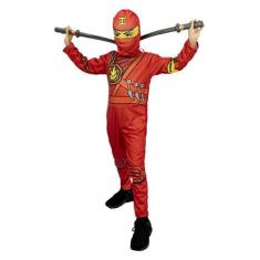 Kit Fantasia Ninja Go Infantil com Gorro - Fantasias Carol EF, M 5 - 8