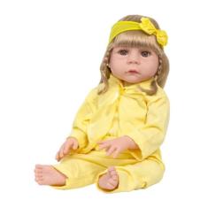 Boneca Reborn Realista Menina Loira Com Kit Acessórios