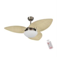 Ventilador de Teto Kovalski Bronze 3 Pás Palmae Natural 127V com Contr