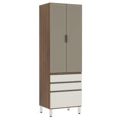 Paneleiro Torre 70cm 2 Portas Alumínio Inox Reflecta Bronze 2 Gavetas 1 Gavetão Jade Luciane Móveis