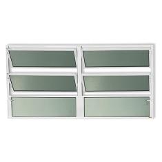 Janela de Aluminio Basculante 2 Seções Plus Vidro Boreal 60cm x 200cm Brimak Branco