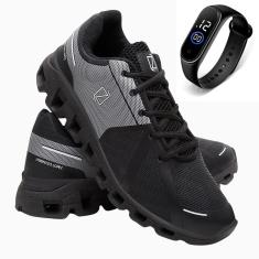 Tênis Masculino Esportivo Academia Caminhada Ultra Leve Com Relógio-Masculino