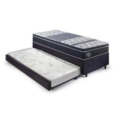 Bicama Box Solteiro King com Colchão Gran Sleep Ecoflex Molas Verticoil Suede 96x203cm Preto