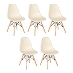 Kit - 5 x cadeiras Charles Eames Eiffel DSW - Base de madeira clara