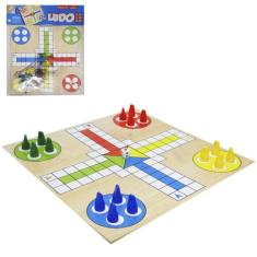 Jogo Ludo Com Tabuleiro De Madeira Mdf + 1 Dado E 16 Pinos - Coluna