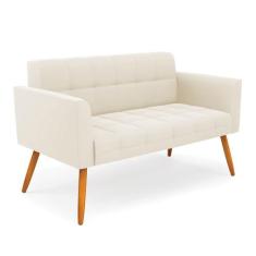 Sofá Namoradeira Elisa Veludo Pés Palito Castanho D03 - D'Rossi, Bege