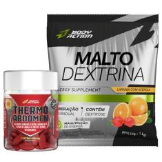 Thermo Abdomen 60 Comp + Maltodextrina 1kg Bodyaction, Laranja com Ace