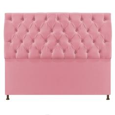 Cabeceira Sofia 160 Cm Queen Size Suede Rosa Bebê