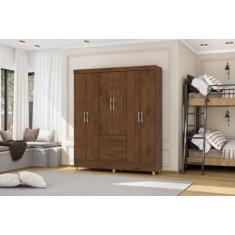 Guarda Roupa Ideal Plus 6 Portas e 2 Gavetas - Cor Imbuia Rústico - Vi