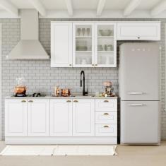 Cozinha Compacta 04 Peças Com Aéreo Para Geladeira Americana Branco