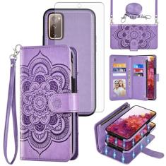 Asuwish Capa de celular para Samsung Galaxy S20 FE 5G 6,5 polegadas carteira com zíper capa celular com alça protetora de tela porta-cartão flor S 20 EF UW 2022 S20FE5G S20FE 20S S2O Fan Edition 4G G5