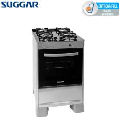 Fogão De Piso 4 Bocas Mesa Vidro Neo Glass Suggar Bivolt, Prata, Bivol