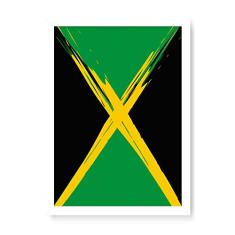 Arte Maníacos Quadro Decorativo Bandeira Jamaica - 23x16,25cm (Moldura caixa em laca branca)