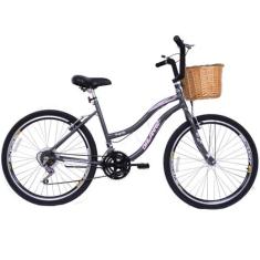 Bicicleta Aro 26 18 marchas com Cesta de Vime Beach - Dalannio Bike