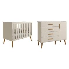 Berço Americano Isis e Cômoda Sapateira 4 Gavetas Isis Areia
