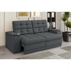 Sofá Confort Premium 1,70m Assento Retrátil/reclinável Porta Copos E Usb Suede Cinza - Xflex Sofas