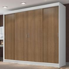 Guarda Roupa Casal Austin 4 Portas de Correr 3 Gavetas MDP Branco-rustic Madesa