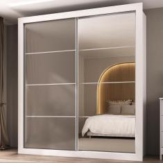 Guarda Roupa Casal Alasca MP4266 2 Portas de Correr 4 Gavetas MDP Lacca Fumê Multimóveis