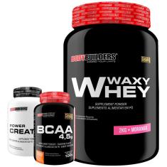 Kit Whey Protein Waxy Whey 2kg + BCAA 4,5 100g + Creatina 100G - BodyBuilders-Unissex