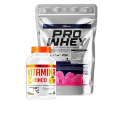 Whey Protein 1Kg + Vitamina C + Zinco 60 Capsulas - Pro Healthy - Pro 