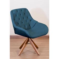 Poltrona Decorativa Linda Pé Giratório de Madeira Capitonê - Squadra D