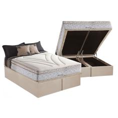 Conjunto Box Baú King: Colchão Molas Herval Maxspring American + Base crc Suede Clean(193x203)