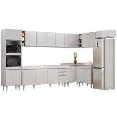 Armário De Cozinha Modulada De Canto 9 Peças Cp04 Balcão Branco - Lumi