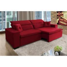 Sofá Londres 2.70m Retrátil E Reclinável Pillow Top - Vermelho