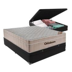 Cama Box + Colchão Casal Ortobom Airtech Spring 138x188 Preto