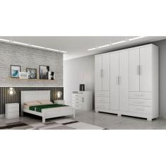 Guarda Roupa Solteiro com Pés 6 Portas 6 Gavetas - Encant-Branco - Móveis Novo Horizonte