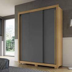 Guarda Roupa Casal Dallas 3 Portas 2 Gavetas I01 Carvalho Grafite - Clique Chique Móveis