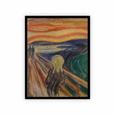 Quadro Preta Arte O Grito De Edvard Munch 60X40 Com Moldura - Plimshop