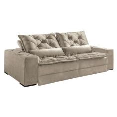 Sofá 3 Lugares Retrátil e Reclinável Dallas Veludo Capuccino - Portobe