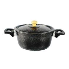 Caçarola Panela de Alumínio Craqueada Alça Baquelite Preta 22cm - DIVI