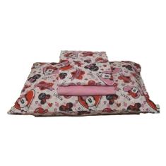 Jogo De Lençol Cama Solteiro Infantil 100% Algodão Disney Minnie 3 pecas