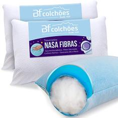 Kit 2 Travesseiro Alto de Espuma Nasa com Conforto Térmico Gelsense e Fibra Siliconada Antialérgico - BF Colchões