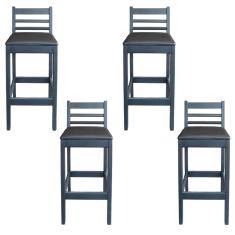 Kit 4 Banqueta Fixa Estofada de Madeira Premium